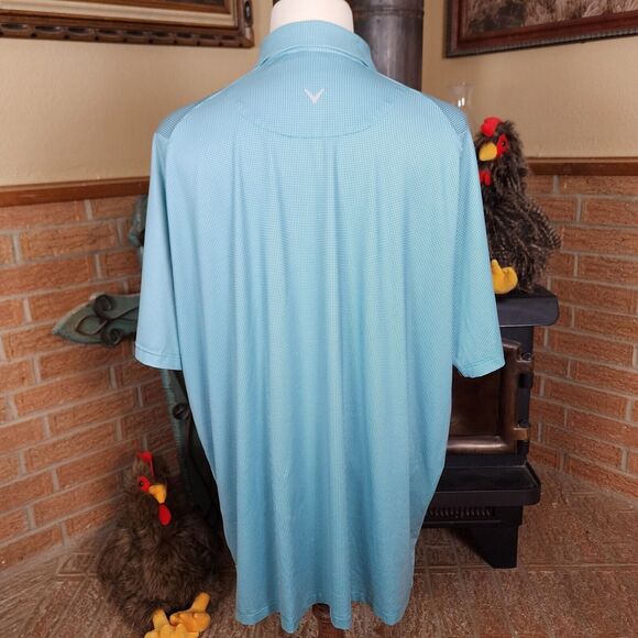 Callaway Opti Dry Teal and White Check Polo Size XXL Lady Bird Johnson GC Logo - Picture 3 of 8